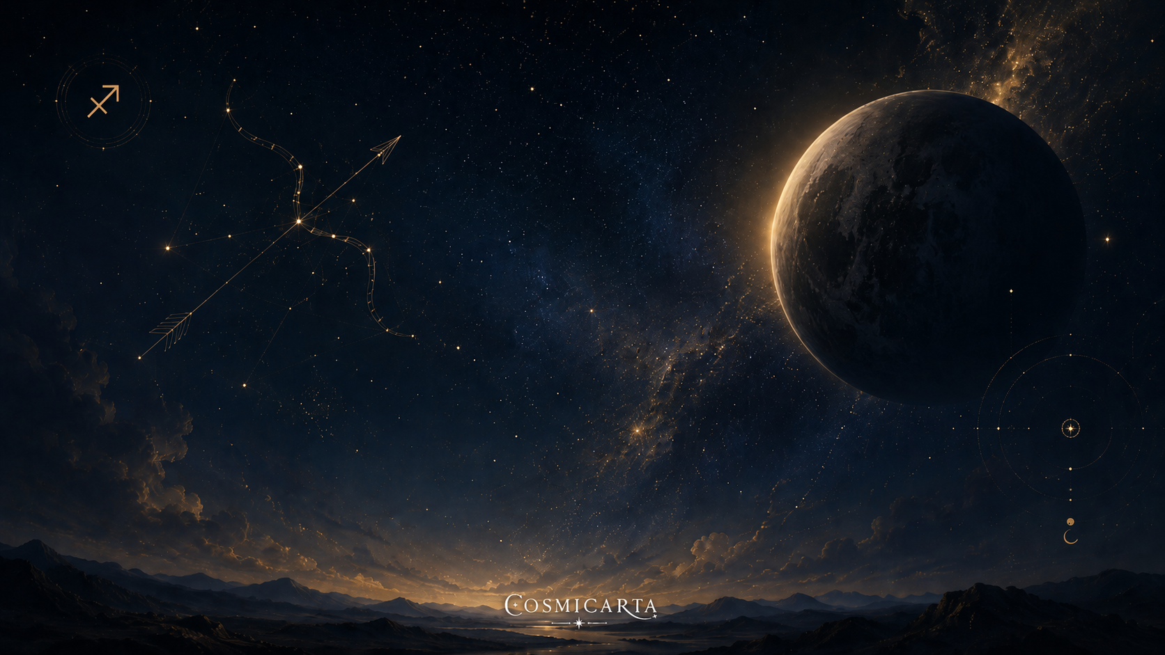 moody Sagittarius/Aquarius night sky or a Pluto-themed cosmic image